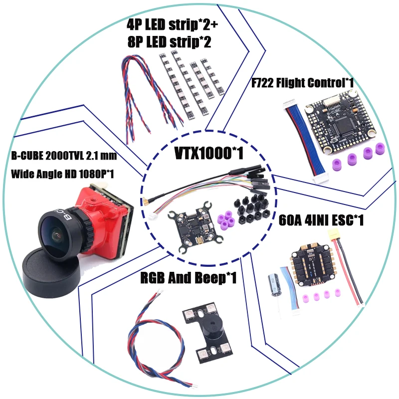 RCtoSky F4V3S PLUS F722 F745 H743 التحكم في الطيران 45/60A 4INI ESC رف الطائرة بدون طيار FPV سباق الطائرة بدون طيار كوادكوبتر حرة LED