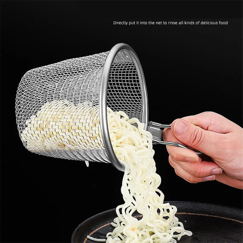 Stainless Steel Mesh Net Strainer Basket Colander Hot Pot Boil Food Colander Strain Rinse Fry Steam Cook Vegetables Colander