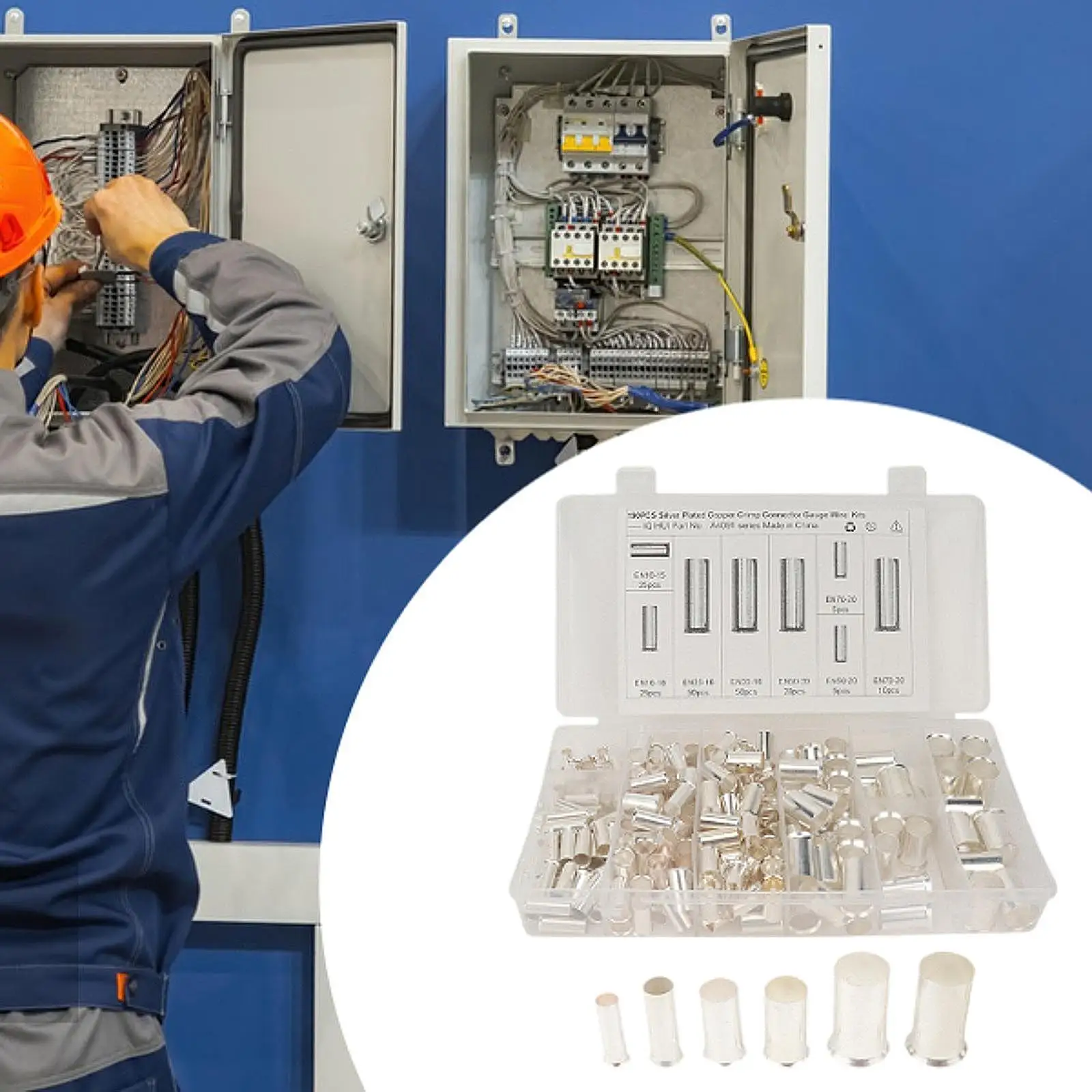 

190 шт. проводной медный стыковый соединитель, медные стыковые наконечники для проводов, ассортимент для коммуникационного оборудования