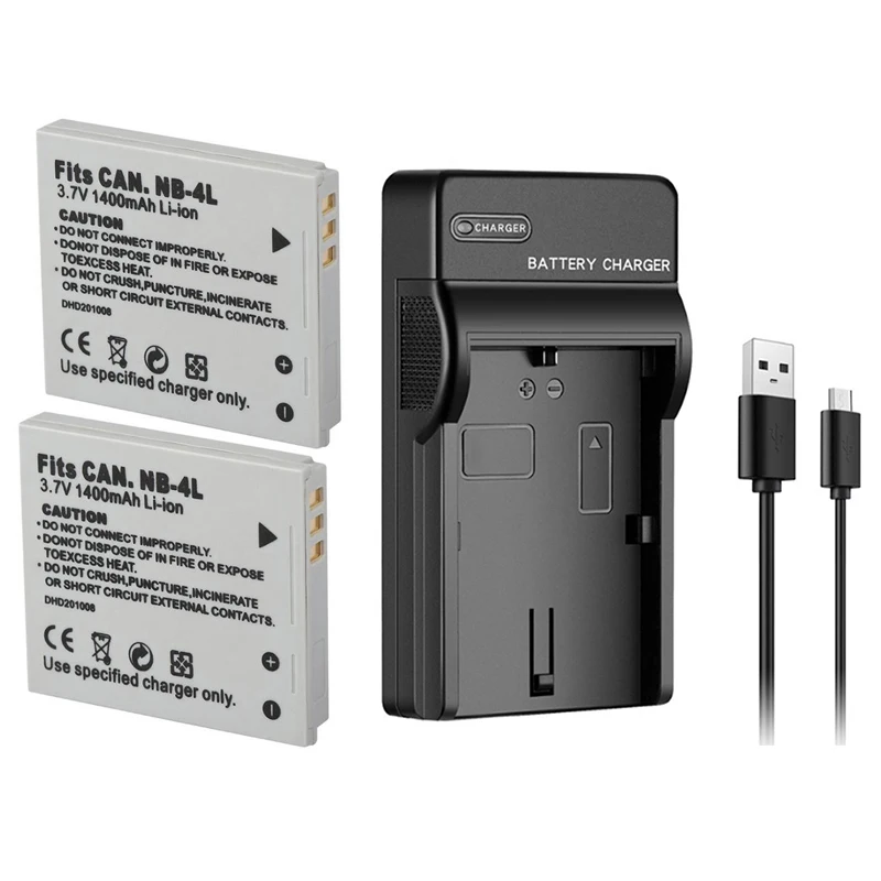 

1400mAh NB-4L NB4L NB 4L Battery + USB Charger For Canon IXUS 30 40 50 55 60 65 80 100 110 115 120 130 IS 117 220 225 230 255