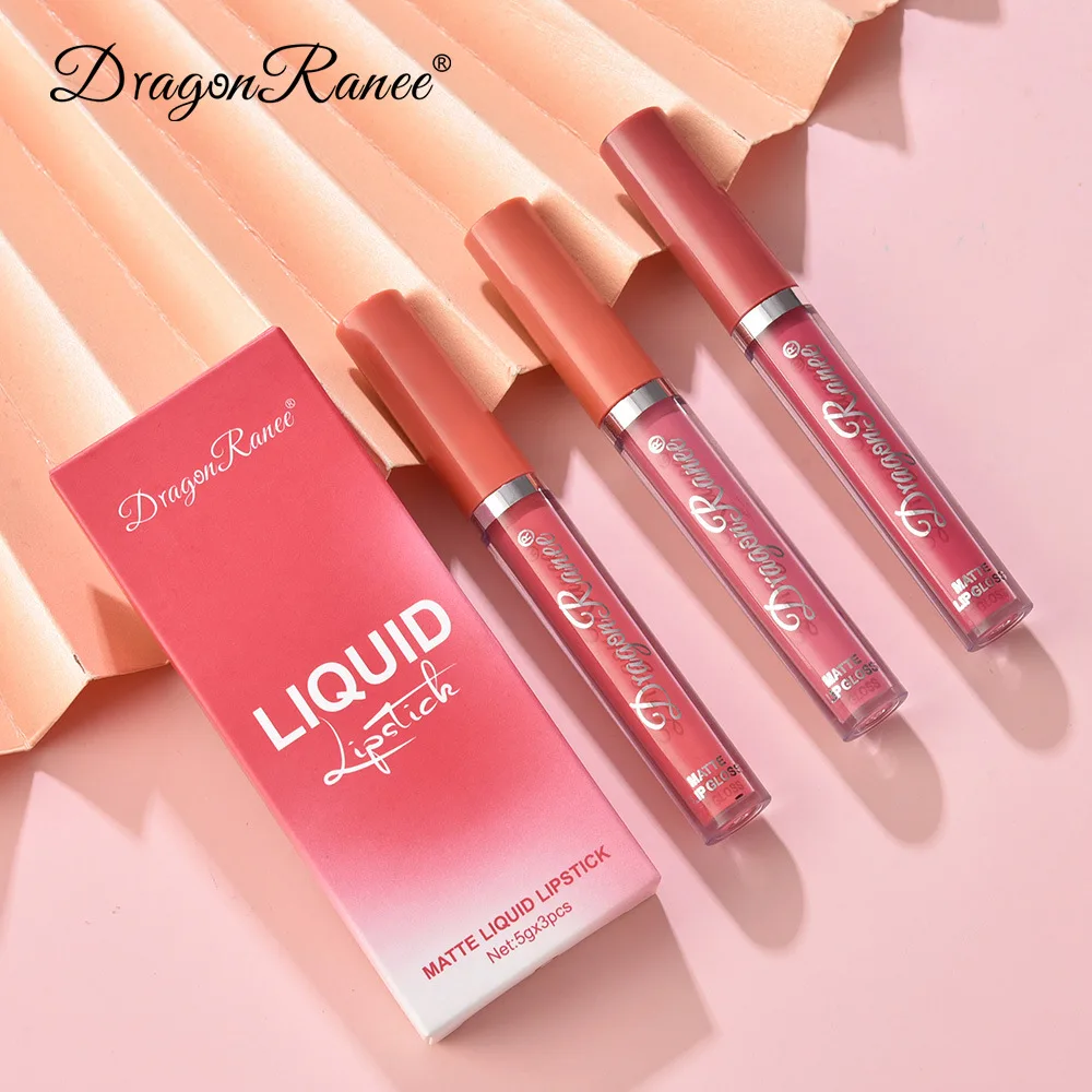 3pcs/set Velvet Matte Liquid Lipstick Waterproof Non-stick Cup Lip Gloss Lip Glaze Sexy Lips Makeup Sets Long Lasting Cosmetics