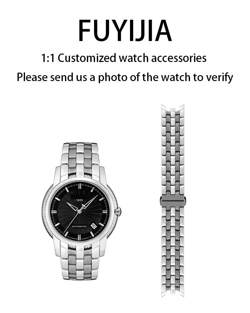

FUYIJIA Custom T-issot T-CLASSIC T97 T031, оригинальные ремешки для часов 20 мм, 14 мм, изогнутый интерфейс, браслет из нержавеющей стали, ремешок для пары