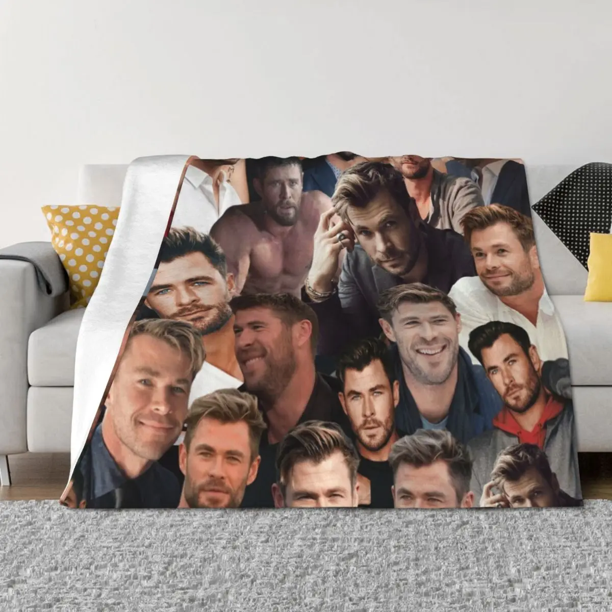 

Chris Hemsworth photo collage Throw Blanket anime Thermal Travel Warm Blankets