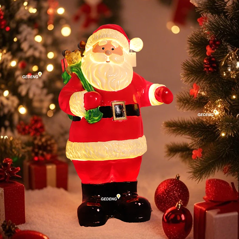 مبيعات المصنع مباشرة LED حديقة ديكور ضوء الراتنج سانتا كلوز تمثال في الهواء الطلق عيد الميلاد ضوء الزخرفية IP65 الصف #3