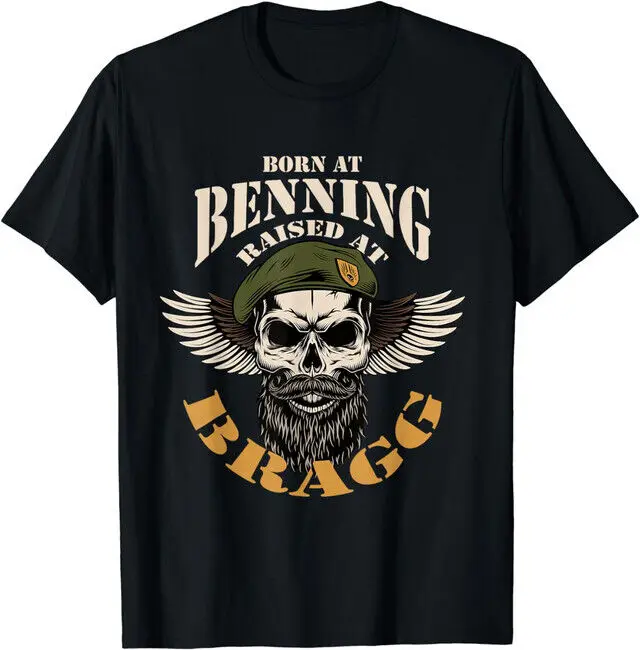 Benning Raised Fort Bragg Airborne, Veterans T-Shirt High Quality 100%Cotton Short Sleeve