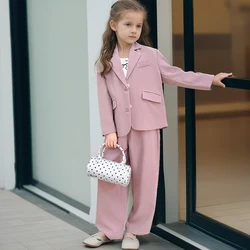 Formal Suit Child Spring Autumn 2026 New Casual Loose School Teenage Girls Costumes Fashion Blazer Two Pieces Kids Clothes Set