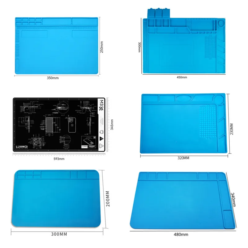 Universal Silicone Mat Desktop Working Pad ESD S-160 TE-509/502/508/610 LW-M3/M4  SMD BGA Soldering Station Repair Tools Pad