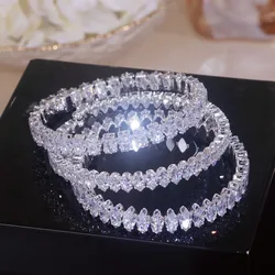 Trendy Elegant Opening Cuff Bangle&Bracelet for Women Charm Silver Color Crystal Adjustable Bangles Romantic Wedding Jewelry