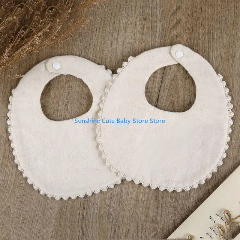 C5AF Boho Baby Unisex Cotton Drooler Bibs With Embroidery Flowers for Eating 360° Bibs for Newborn Infant for Drooling