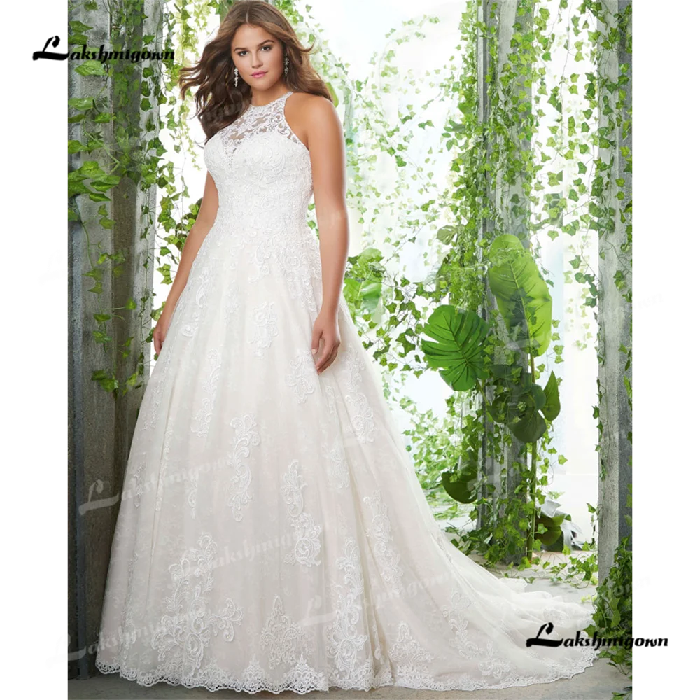 

Lakshmigown Halter Neck A Line Wedding Dress 2025 Lace Court Train Wedding Gownrobe de mariéevestidos novias bodavestidos de bod