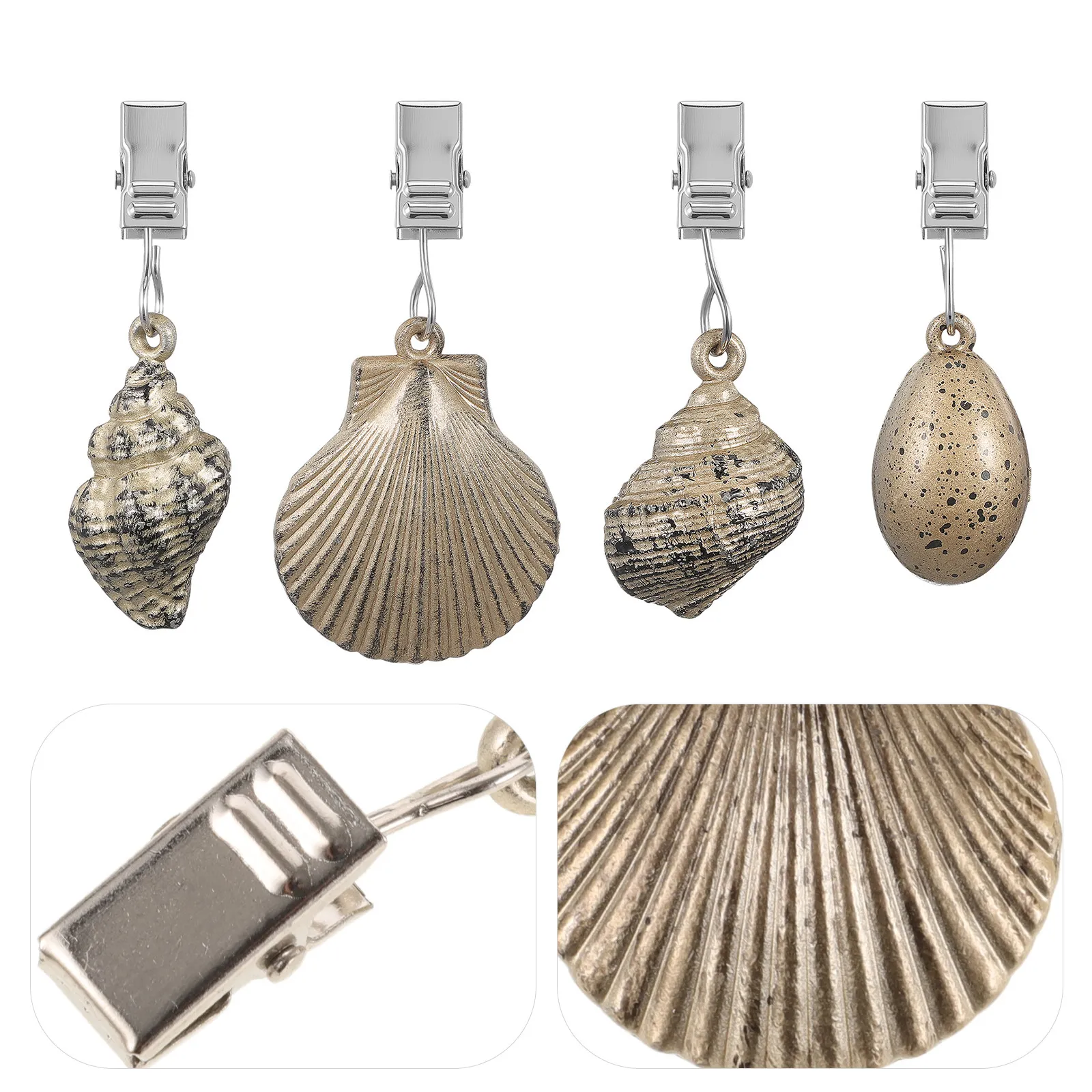 8Pcs Tablecloth Weights Shell Pendant Zinc Alloy Strong Wind Resistant Shell Shaped Clips Outdoor Party Decoration