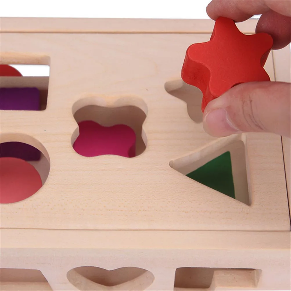 15-Loch-Form passendes Auto aus Holz, pädagogisch für Kinder, Holz, passende Grafiken, Puzzle, Lernwürfel