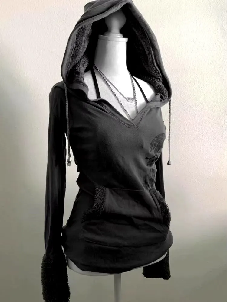 American Style Casual Fashion Women\'s Pullovers Hoodie Retro Aesthetic Trend Sweatshirts Y2k Hip Hop Sportswear Hoodies