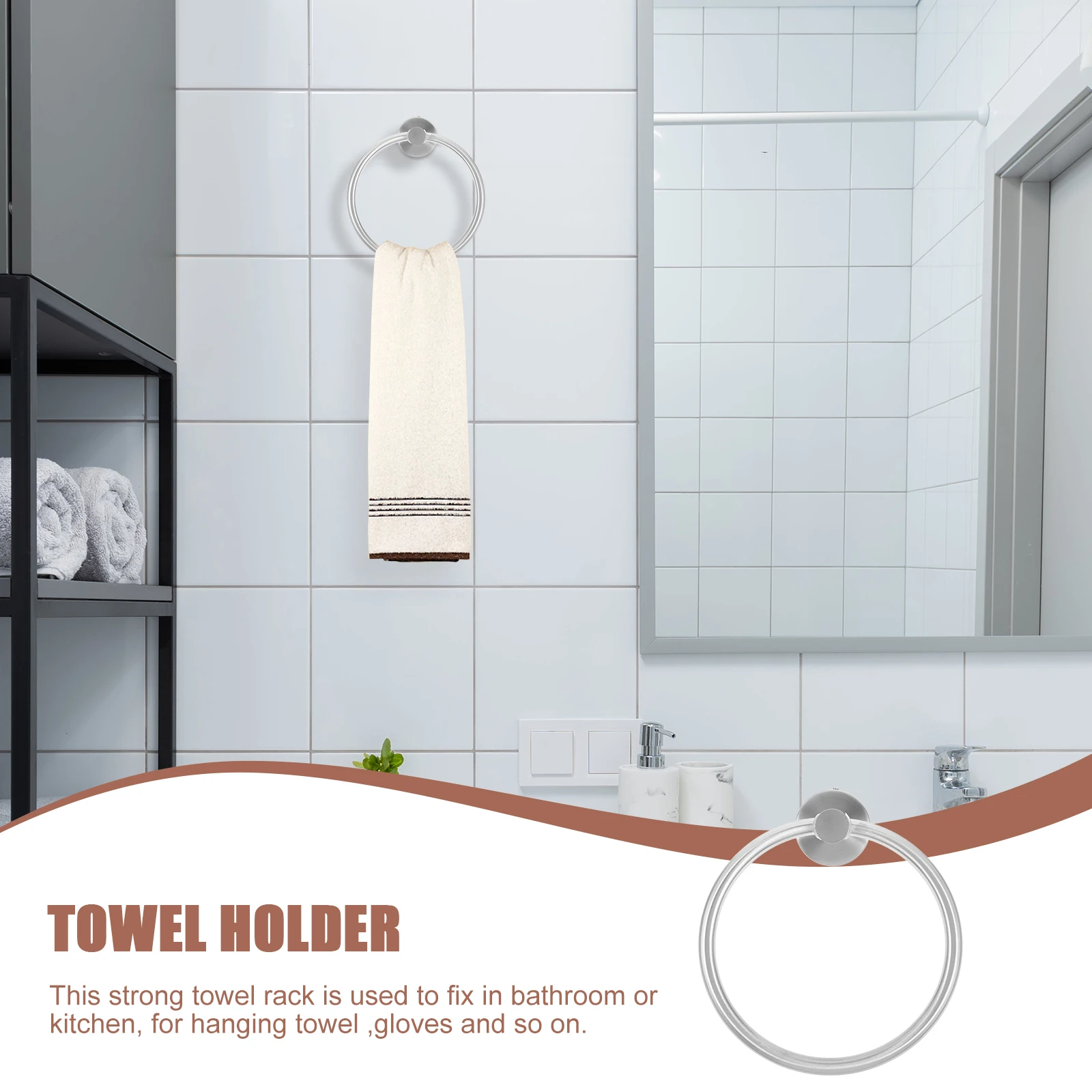 

Aluminum Towel Ring Holder Mount Bathroom Accessory Round Hanger Space Rings Durable Style
