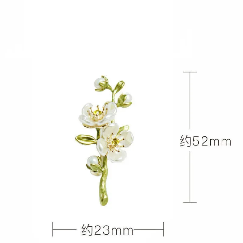 Vintage Temperament Green Jasmine Brooch for Women Crystal Flower Buckle Brooch Dress Clothes Suit Scarf Clip Jewelry Gift