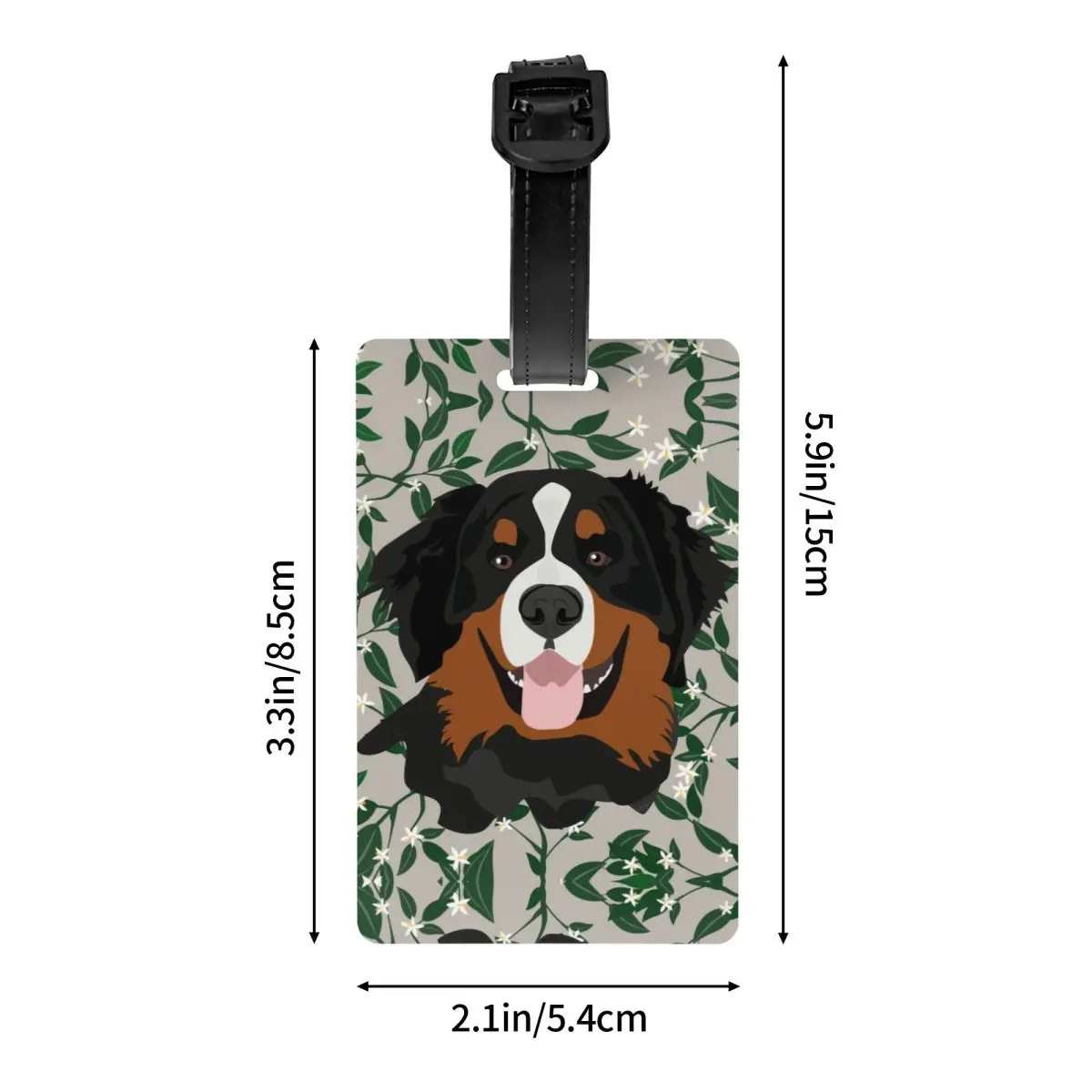 Bernese Mountain Dog Floral Luggage Tag Pet Travel Bag Suitcase Privacy Cover ID Label