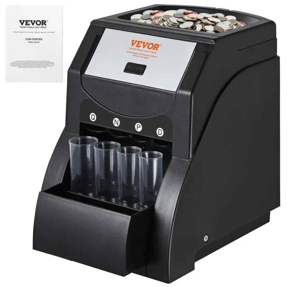 

for usd Coin Sorter Machine for 1 5 10 25 Cent Coins Sorts up to 230 Coins per Minute Holds 200 Coins Includes 4 Coin Tubes