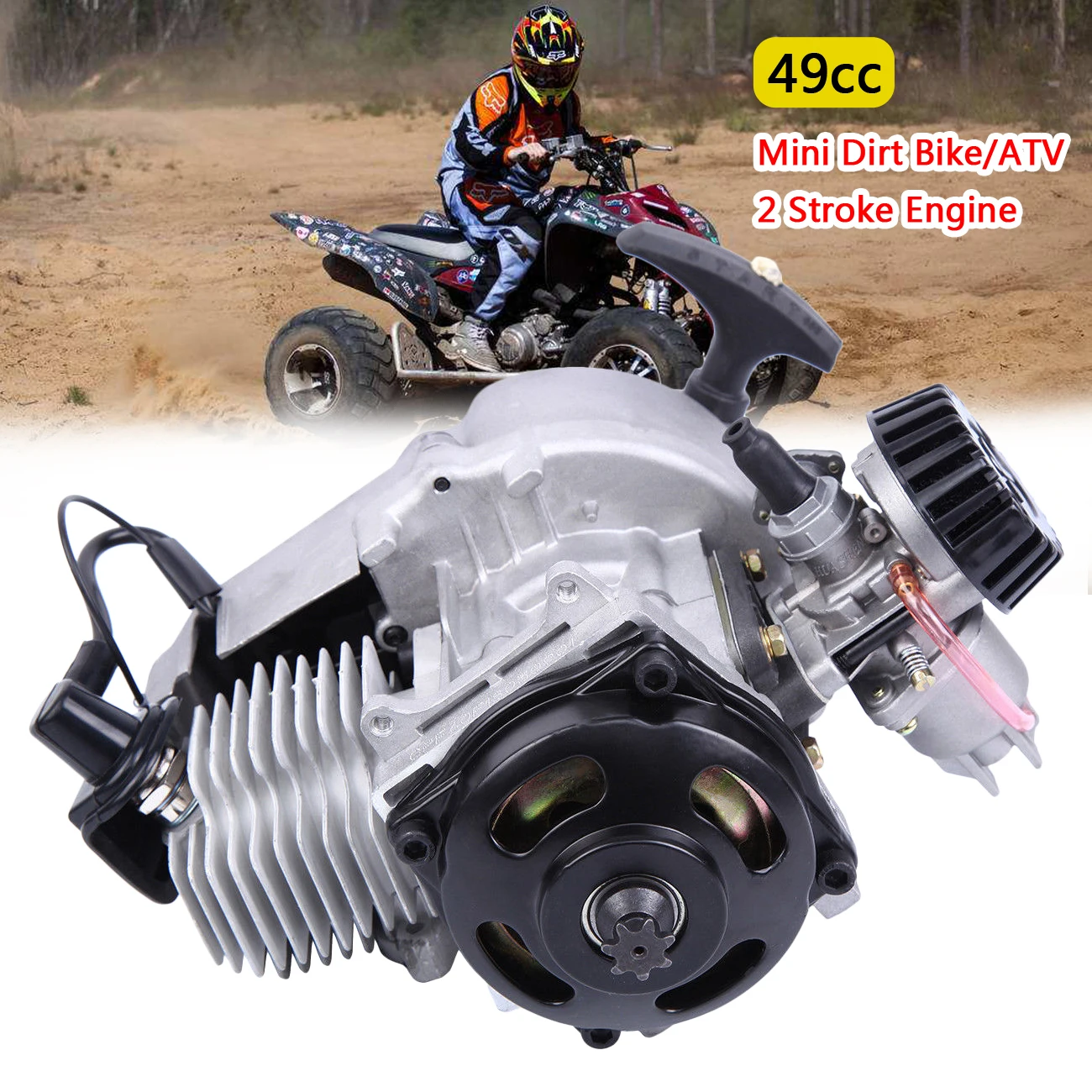 Samger 49cc Engine 2 Stroke Pull Start Mini Motor Start Engine For Motorcycle Dirt Bike Pocket Bike ATV Pitbike