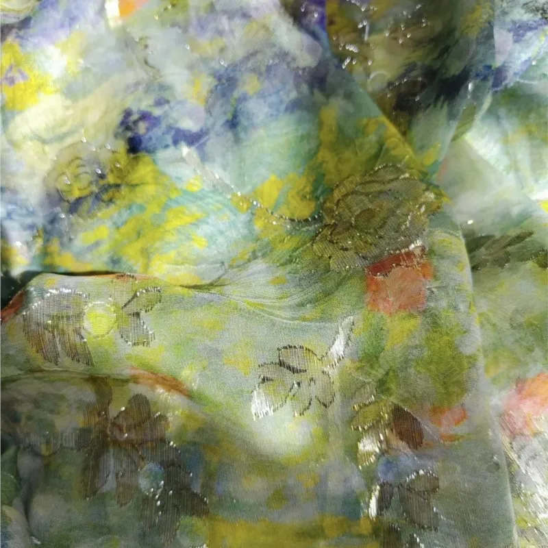 High-end verão novos produtos de seda corte flor tecido halter vestido meia saia