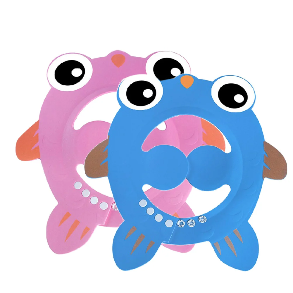 2 قطعة قبعات استحمام الطفل قابل للتعديل لينة مرنة شامبو قناع درع حماية الأذن العين حمام غسل حلاقة قبعة السفر الأزرق الوردي الأحمر