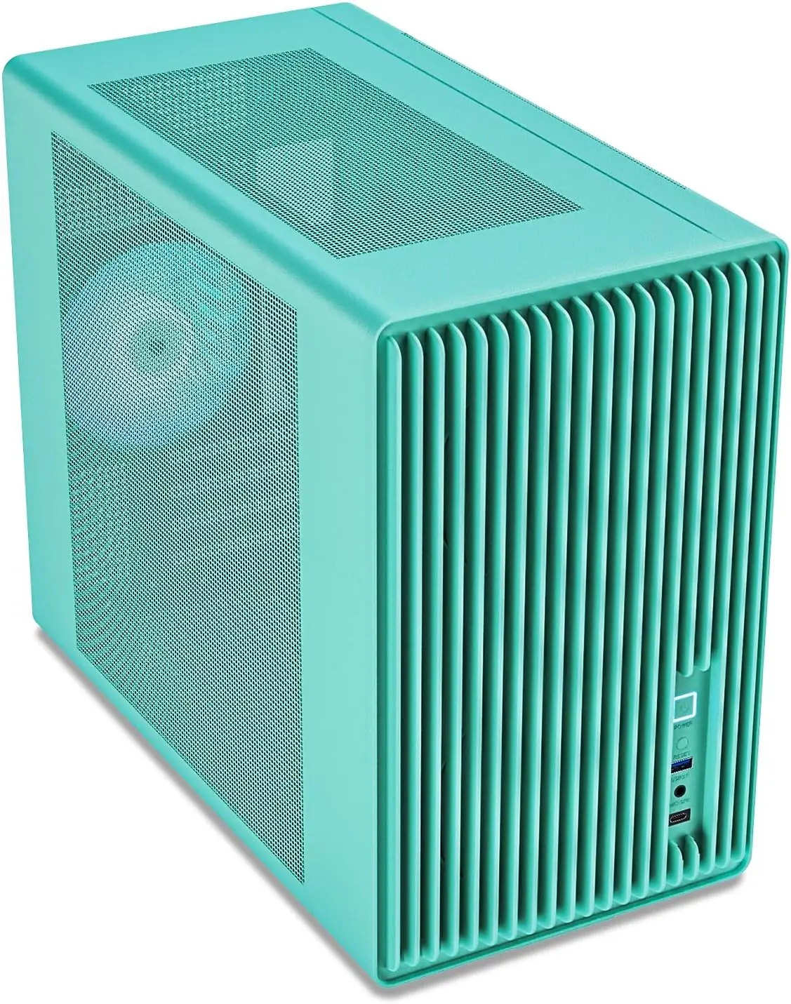

Micro-ATX Mini-ITX Gaming PC Case, High Airflow Mesh Mid Tower, Supports 5×120mm Fans & 240mm Liquid Cooling, GPU up to 355mm, Adjustable PSU Mount, USB-C - Mint Green