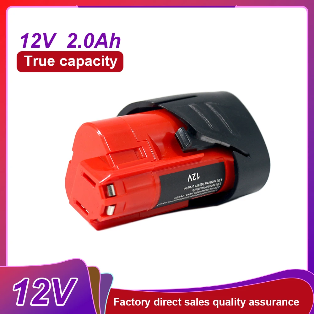

For Milwaukee 12V Tool Battery For Milwaukee 2000mAh/2.0Ah Lithium Battery Impact Wrench Drill Power Tools Battery
