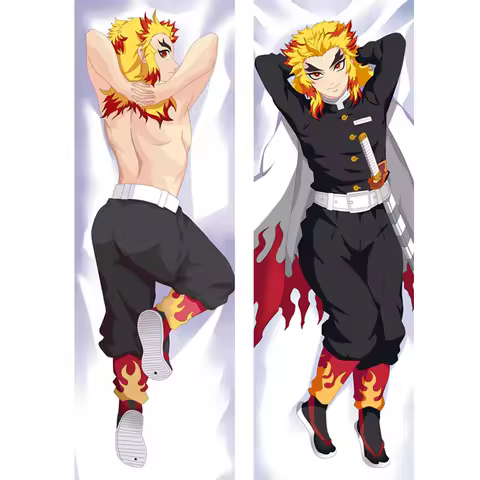 Hot Anime Demon Slayer Kamado Tanjirou Rengoku Kyouju Dakimakura Case Body Hugging Pillow Cushion Cover Otaku Uncensored 18 Gift