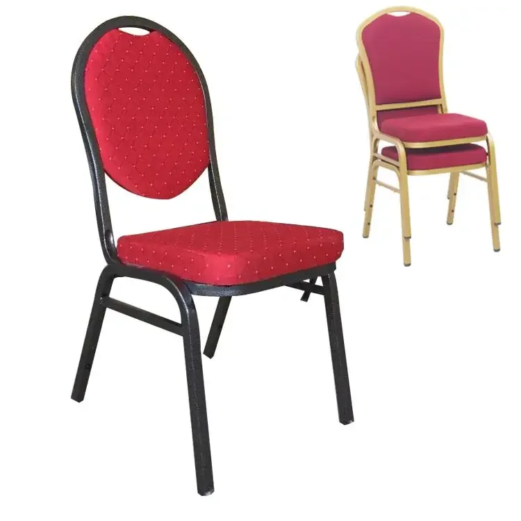 Chair for church  Luxury Stackable Rental Gold Metal  Steel Wedding Banquet Hall Hotel Chairs