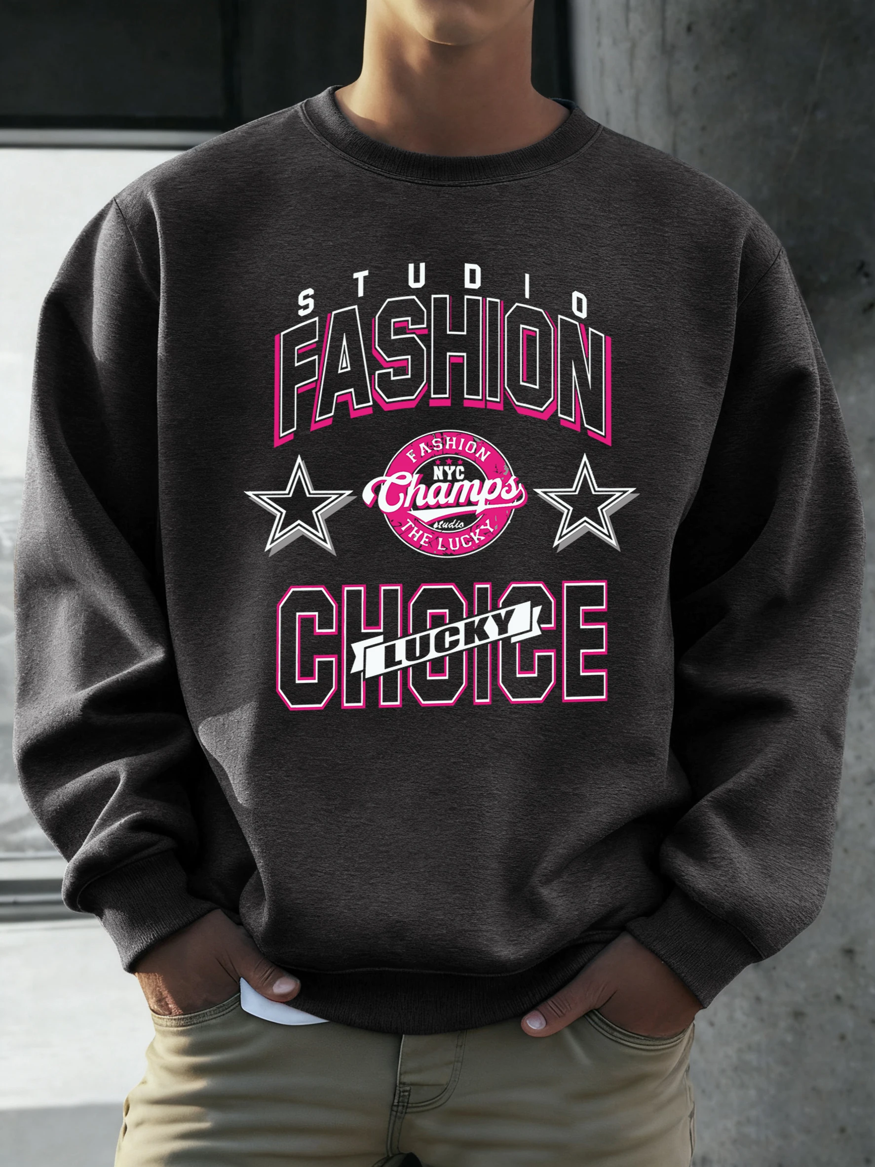

Мужской флисовый пуловер Studio Fashion Lucky Choice с принтом, модный, свободный, с круглым вырезом, с длинными рукавами, в стиле ретро, унисекс, осенняя спортивная одежда