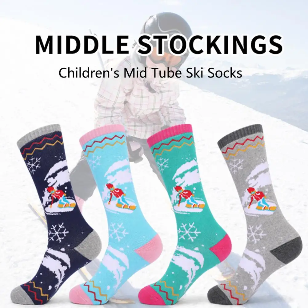 Ski Socks 1 Pair Delicate Sweat-absorbing Stretchy  Kids Winter Warm Thermal Snow Socks for Winter