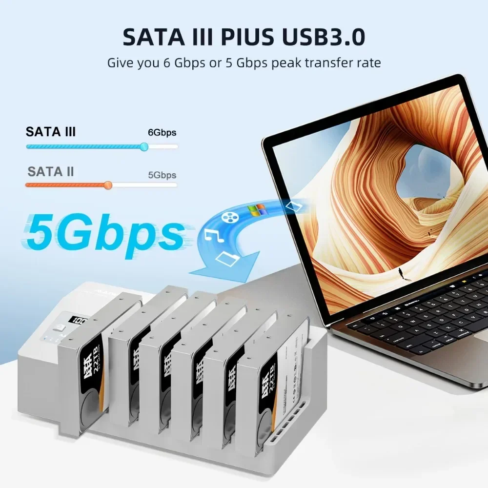 MAIWO 6 Bay ฮาร์ดไดรฟ์ภายนอก SATA3 ไปยัง USB 3.0 HDD Docking Station ออฟไลน์ Clone สําหรับ 2.5/3.5 นิ้ว HDD/SSD สําหรับ PC