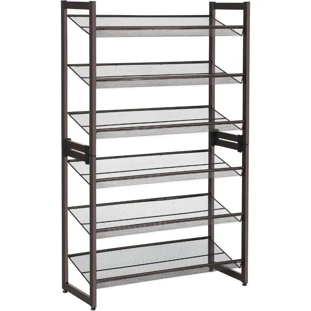 6-Tier Shoe Rack Storage, Metal Shoe Organizer Stand for Garage, Entryway, Set of 2 3-Tier Stackable Shoe Rack Shelf, with