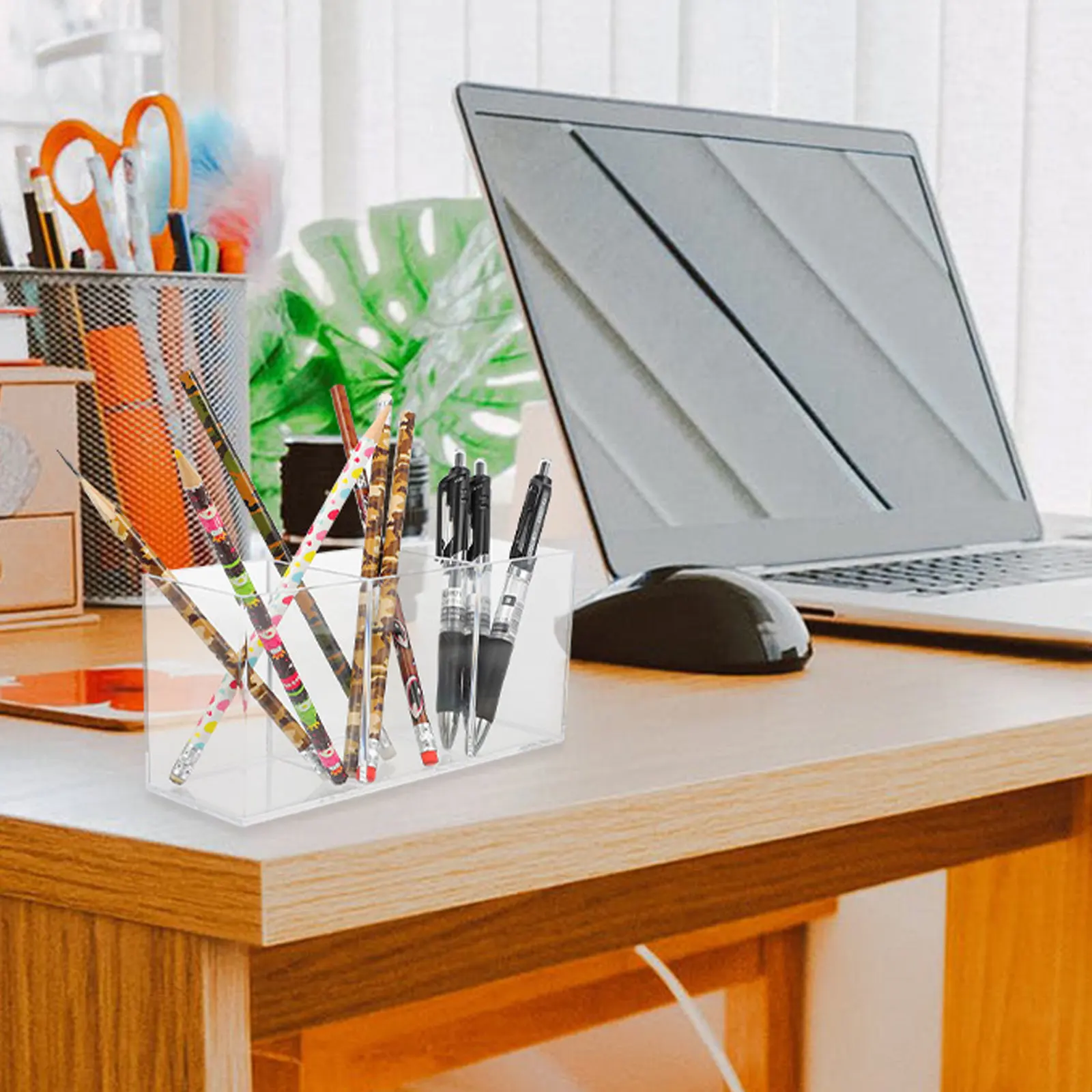 

1 шт. акриловый прозрачный многофункциональный настольный органайзер для хранения кистей для макияжа, карандашей и ручек, контейнер для канцелярских принадлежностей