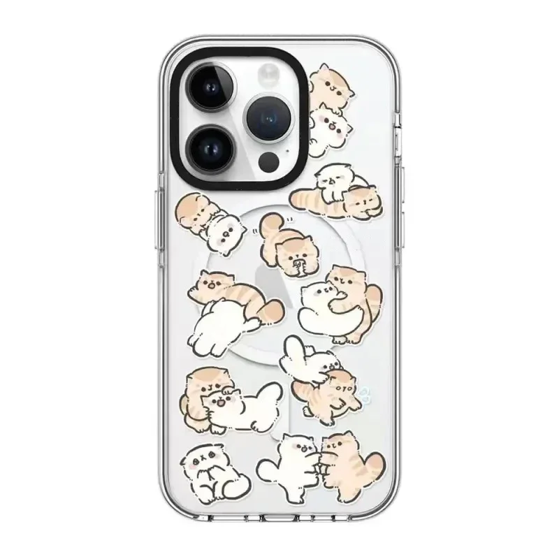 Happy Dog Cartoon 2.0 Acrylic Black Border Magnetic Phone Case Cover for IPhone 12 13 14 15 16 Pro Max Case