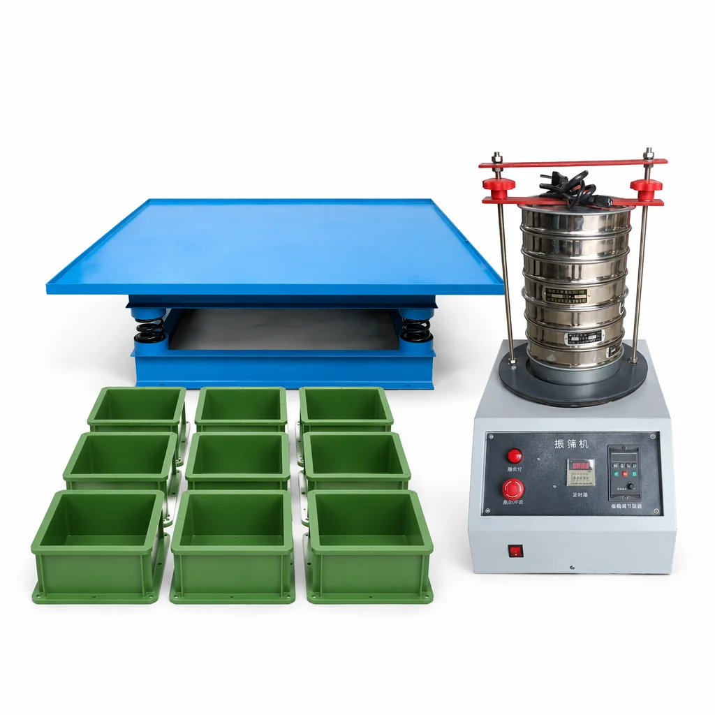 1m*1m Large Platform Concrete Lab Kit: 1.1kW Heavy Duty Vibrating Table + 9 Molds + Sieve Shaker - Professional Tender Solution
