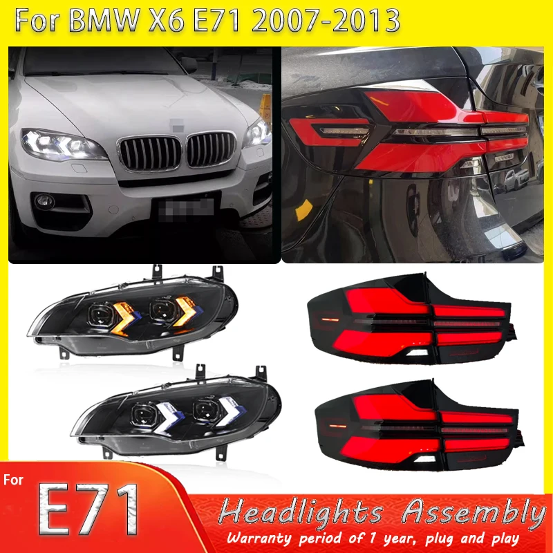 

Car Headlight+Taillight Assmebly For BMW X6 E71 LED Headlight 2007-2013 X6 Front DRL Turn Signal High Beam Modified Accessories