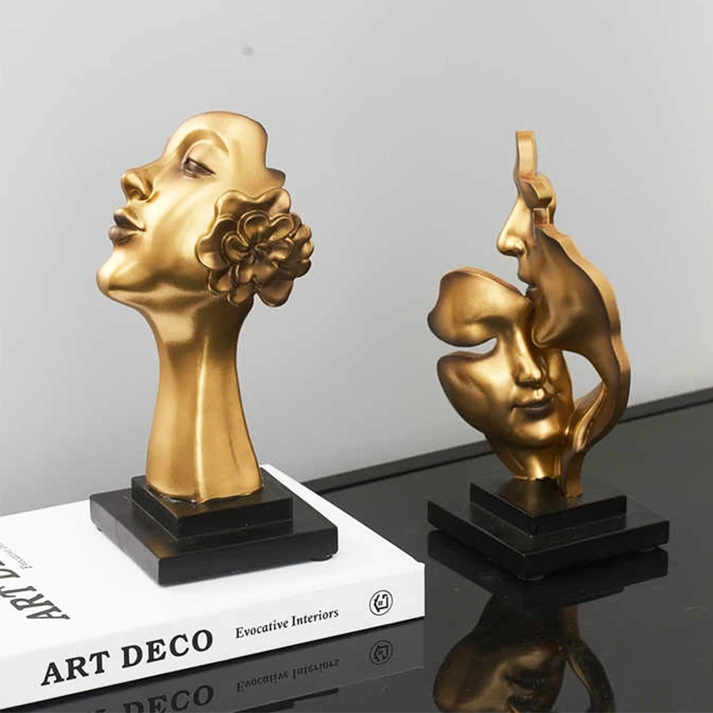 Abstract Face Statue Sculptures and Figurines Decoration Nodic Home Decor Luxury Living Room Decoration Figurines for Interior