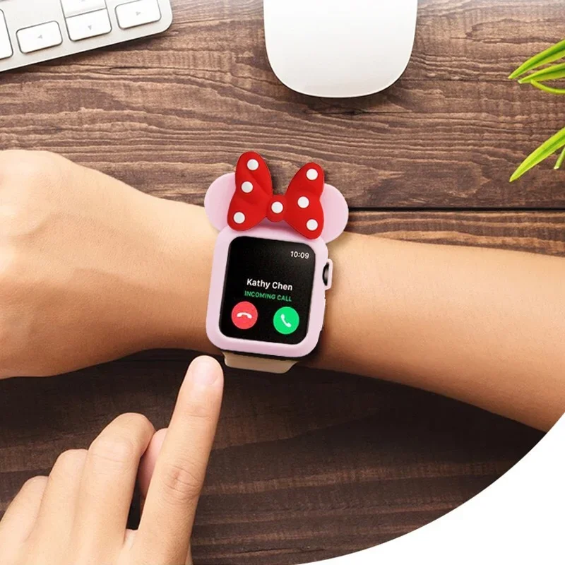 Disney minnie-Apple Watch用ソフトシリコンカバー,素敵な保護ケース,シェル,iwatch 3, 4, 5, 6, 38mm, 42mm, 40mm, 44mm