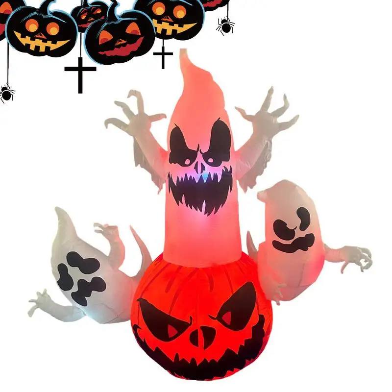 

Halloween Pumpkin Inflatable Decoration Ghost Pumpkin Blow Up Balloon Yard Decorations Clearance With Build-In Leds For Balcony