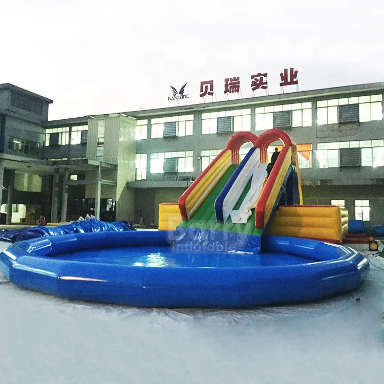 Summer Water Play Inflatable Backyard Water Slide And Pool , Water Park Equipment