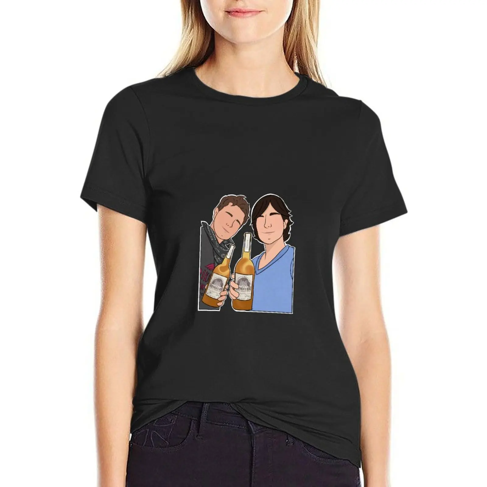 Ian Somerhalder and Paul Wesley T-Shirt plain summer tops hippie clothes cat shirts for Women