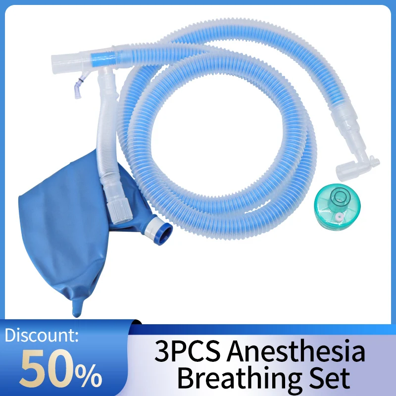 Canack 3PCS Medical Coaxial Breathing Circuit 2L Breathing Bag With Disposable Breath Filter Anesthesia Breathing Accessories