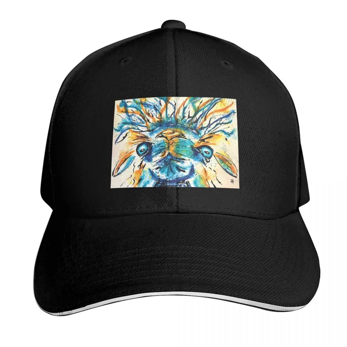 Kooky Kreatures 'Leo: The Turquoise Llama' Caricature Print — Art by Paquita Baseball Cap Men Women Casual Summer Sport Sun Cap