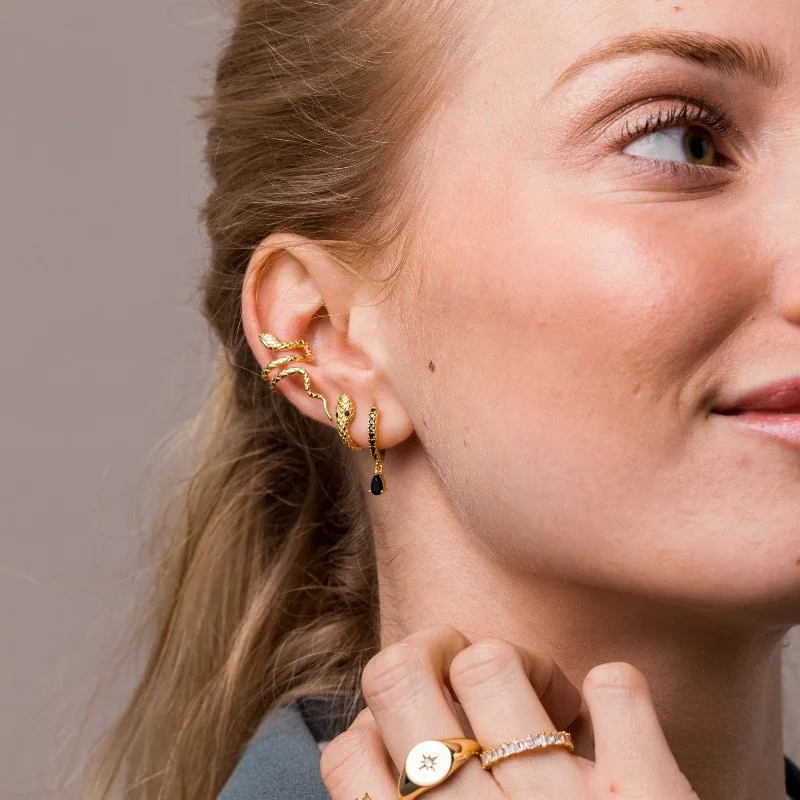 Fashion Multicolor Zircon Water Drop Small Hoop Earrings for Women Stainless Steel Pendant Piercing Earring New Arrival 2023