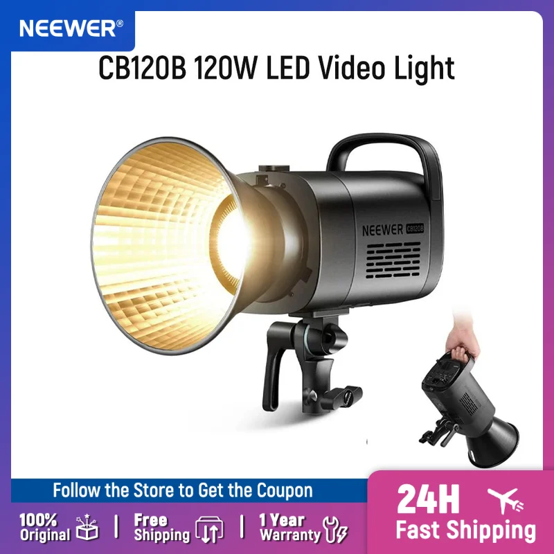 

NEEWER CB120B 120W LED Video Light with 2.4G&APP Control COB Bi Color 2700K-6500K 78000lux Continuous Output Lighting ﻿
