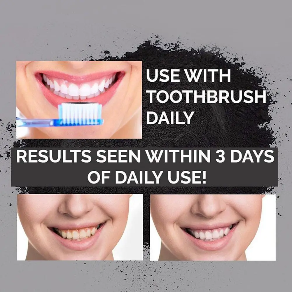 Teeth Whitening Black Charcoal Powder Brightening Yellow Teeth Remove Plaque Stain Oral Hygiene Fresh Breath Dental Care