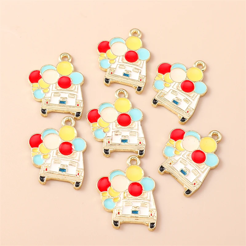 20 Stück 18 x 24 mm niedliche Emaille-Ballon-Auto-Charms-Anhänger für die Herstellung von Tropfen-Ohrringen, Halsketten, Armbändern, DIY-Handwerk, Schmuckzubehör – Detail 4