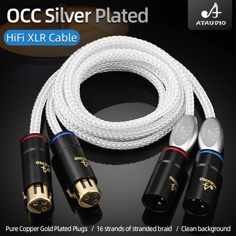 ATAUDIO HiFi Silver-Plated OCC XLR Audio Cable for Mixer  CD Player 2XLR Balanced Cable XLR Male to XLR Female Amplifier Cable