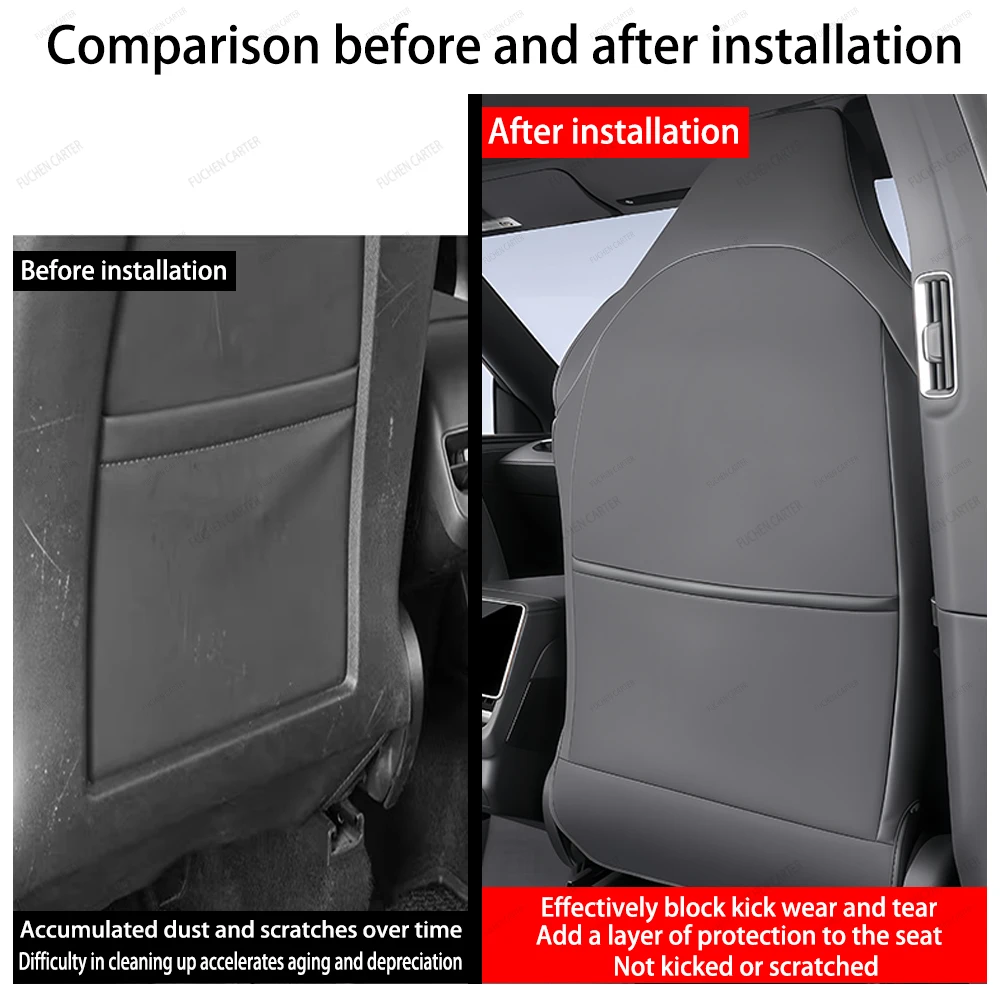 For Tesla Model YL 2026 + Car Seat Backrest Anti Kick Pad Leather Full Surround Seat Back Anti Scratch Protector Mat Accessories