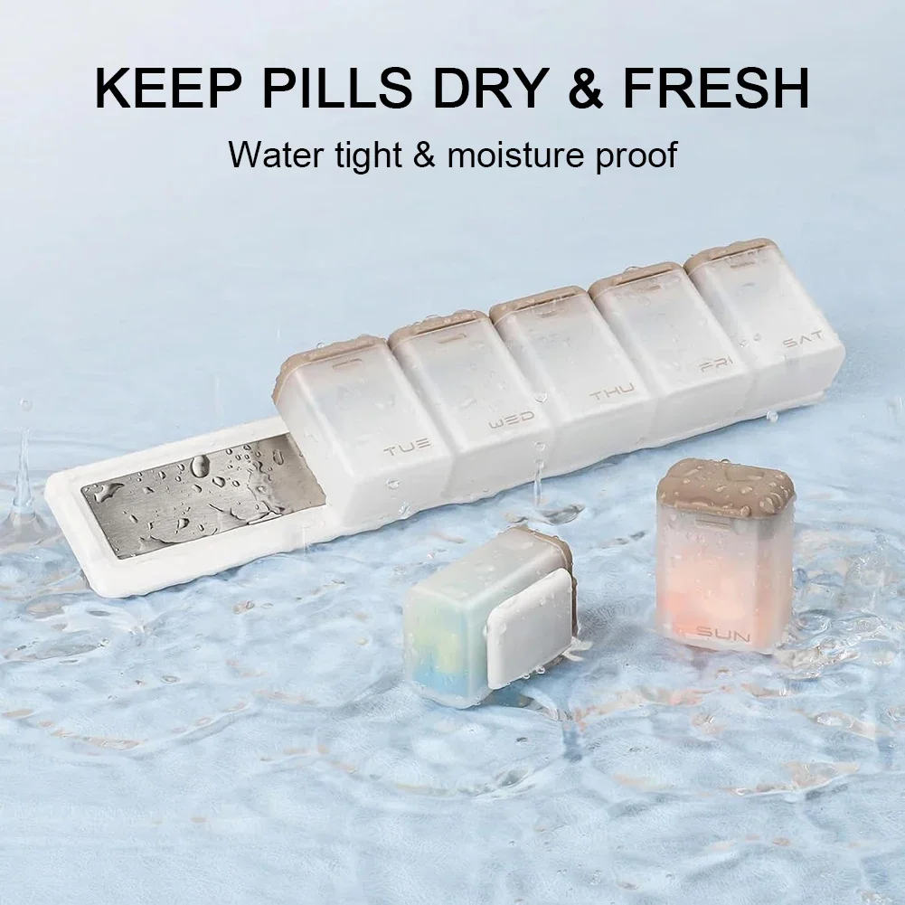 

Travel Weekly Pill Organizer Magnetic Removable Medicine Box 7-Day Once Portable Dispenser, Suitable for Home and Travel